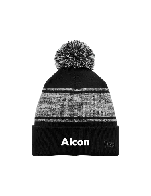 New Era Black/Charcoal Knit Chilled Pom Beanie w/Alcon Logo