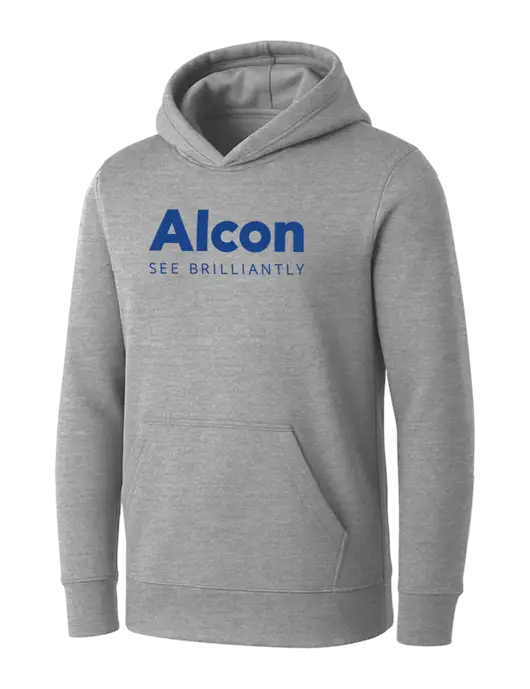 Womens Light Grey Heather Core Fleece Pullover Hooded Sweatshirt w/Alcon Logo