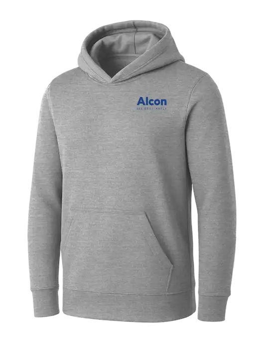 Womens Light Grey Heather Core Fleece Pullover Hooded Sweatshirt w/Alcon Logo