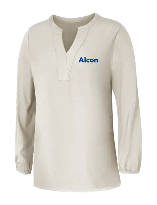 Mercer+Mettle Womens Ivory Stretch Crepe 3/4 Sleeve Blouse w/Alcon Logo