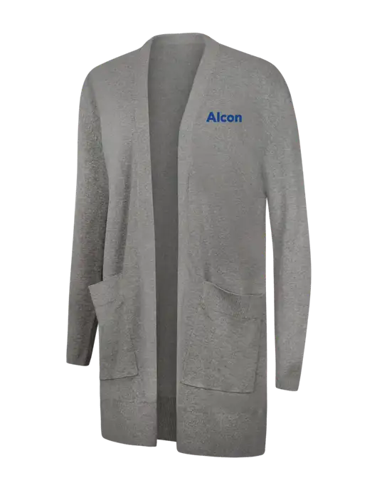 Mercer+Mettle Womens Light Grey Heather Open Front Cardigan Sweater w/Alcon Logo