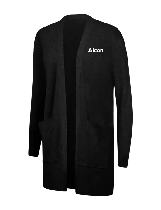 Mercer+Mettle Womens Black Open Front Cardigan Sweater w/Alcon Logo