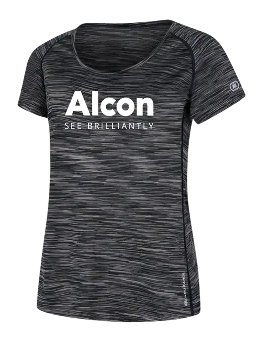 OGIO Womens Black Space Dye Verge Scoop Neck w/Alcon Logo