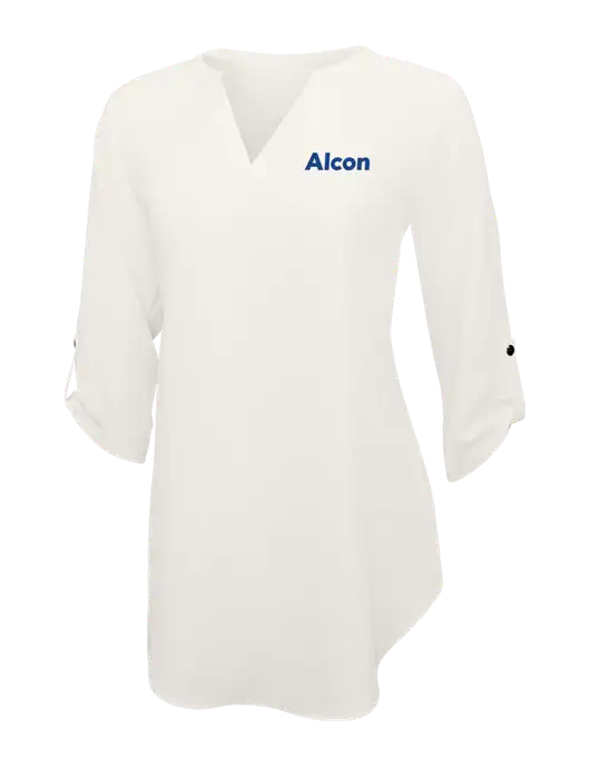 Ivory Womens 3/4 Sleeve Tunic Blouse w/Alcon Logo