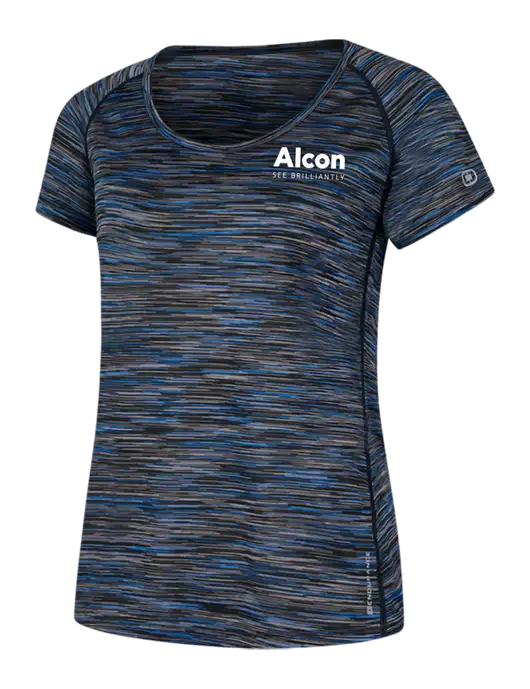 OGIO Womens Black/Royal Space Dye Verge Scoop Neck w/Alcon Logo