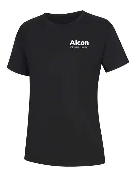 Womens Black Core Blend Tee w/Alcon Logo