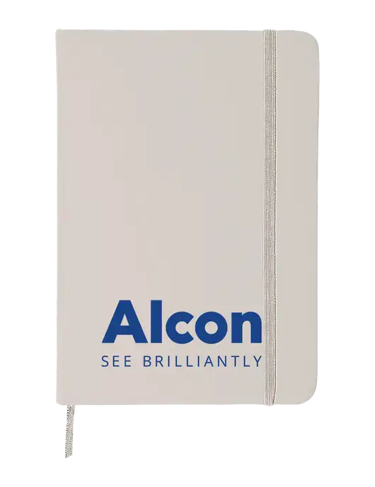 White Comfort Touch Bound Journal 5" X 7" w/Alcon Logo