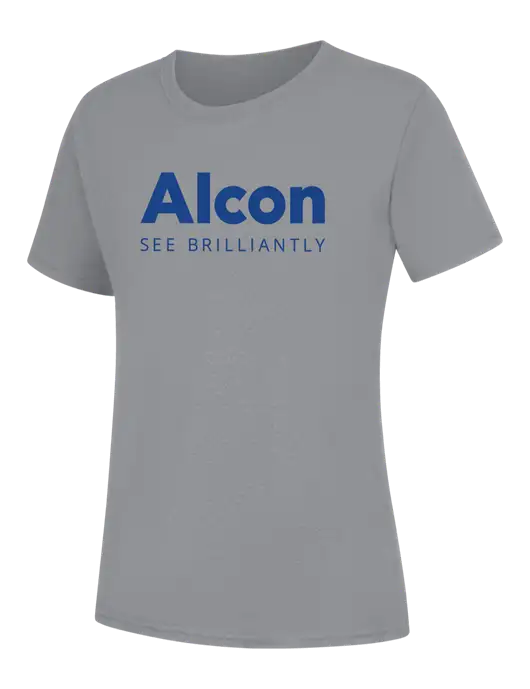 Womens Light Grey Heather Core Blend Tee w/Alcon Logo