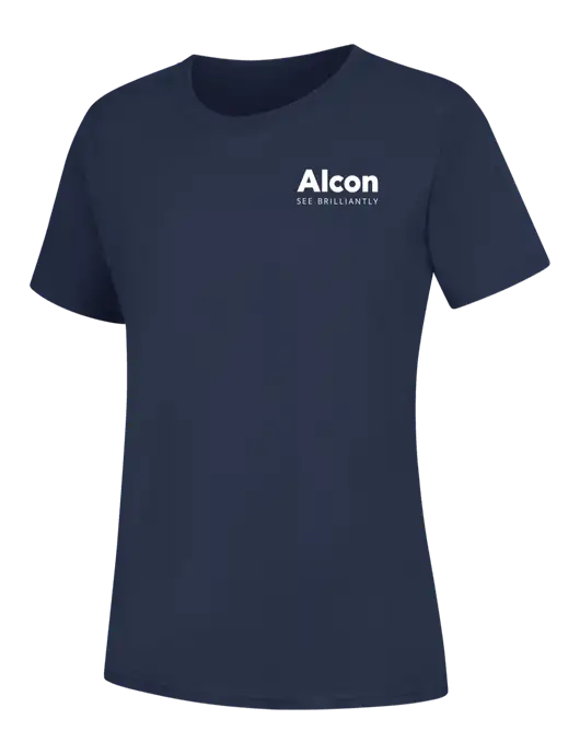 Womens Navy Core Blend Tee w/Alcon Logo