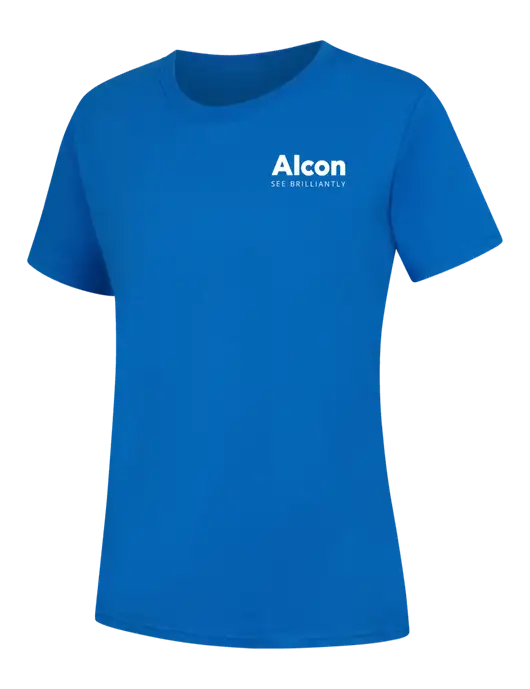 Womens Royal Blue Core Blend Tee w/Alcon Logo