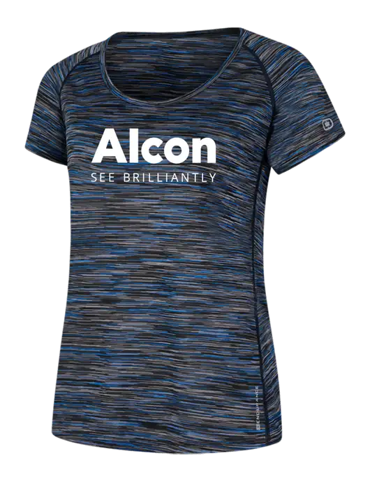 OGIO Womens Black/Royal Space Dye Verge Scoop Neck w/Alcon Logo