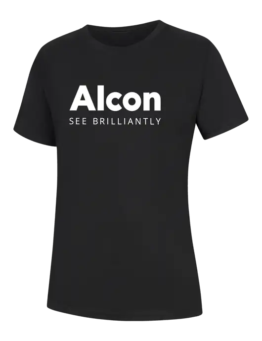 Womens Black Core Blend Tee w/Alcon Logo