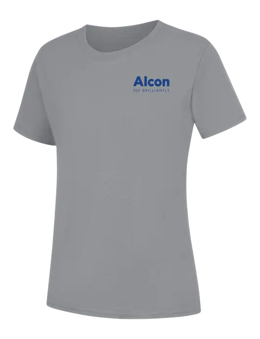 Womens Light Grey Heather Core Blend Tee w/Alcon Logo