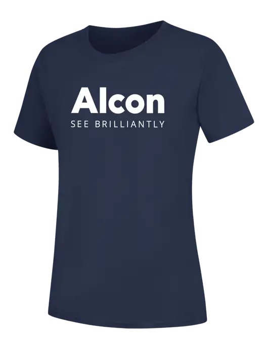 Womens Navy Core Blend Tee w/Alcon Logo