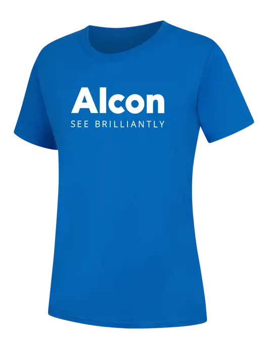 Womens Royal Blue Core Blend Tee w/Alcon Logo