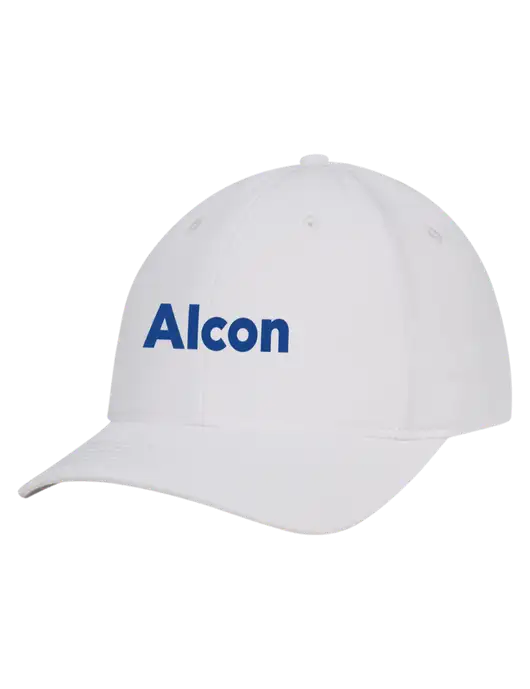 White Nylon Twill Performance Cap w/Alcon Logo