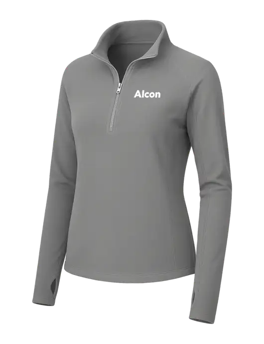 Womens Medium Grey Microfleece 1/2 Zip Pullover w/Alcon Logo