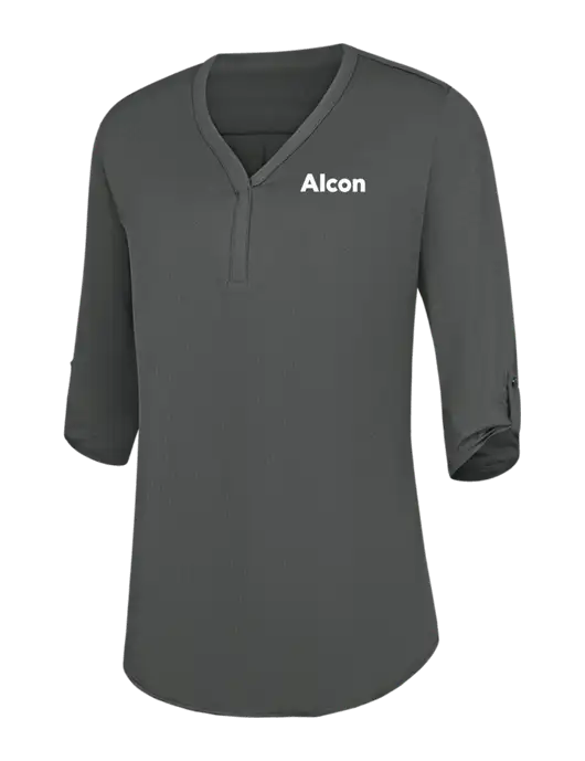 Womens Dark Grey City Stretch 3/4-Sleeve Tunic w/Alcon Logo