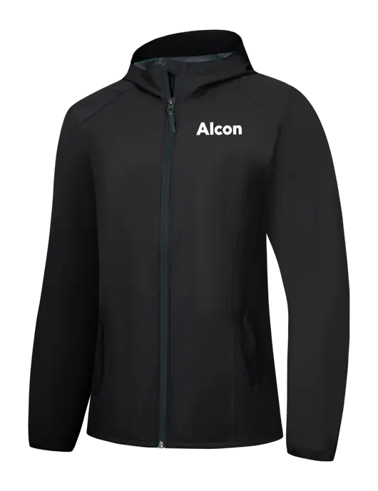 Womens Black Essential Rain Jacket w/Alcon Logo