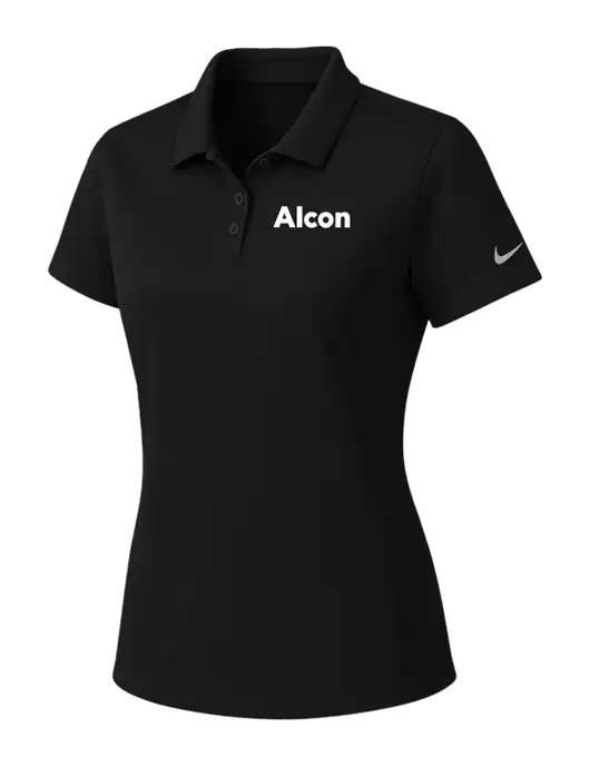 Nike Womens Black Dry Essential Solid Polo w/Alcon Logo