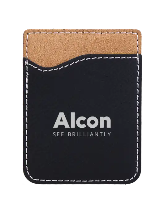 Black Laserable Leatherette Phone Wallet w/Alcon Logo