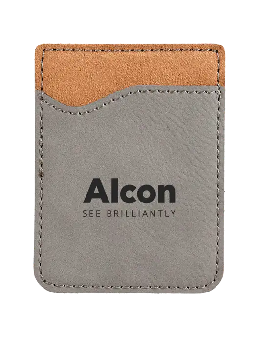 Grey Laserable Leatherette Phone Wallet w/Alcon Logo