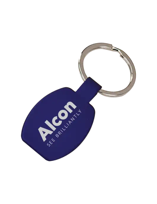Royal Laserable Rounded Rectangle Keychain w/Alcon Logo