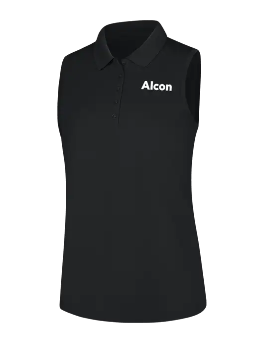 Womens Black Dry Zone UV Micro-Mesh Sleeveless Polo w/Alcon Logo