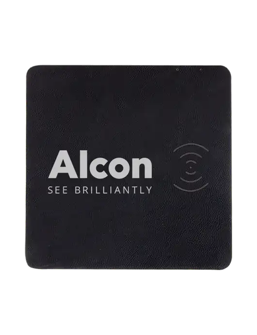 Black Laserable Leatherette Phone Charging Mat w/Alcon Logo