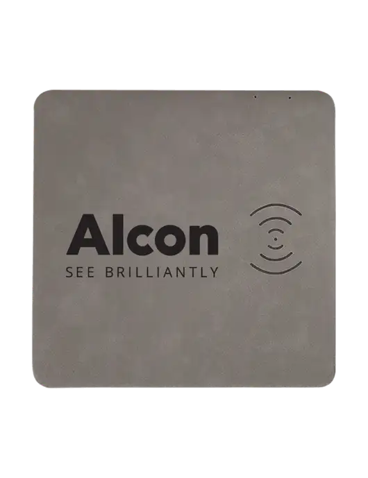 Grey Laserable Leatherette Phone Charging Mat w/Alcon Logo