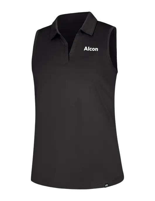 TravisMathew Womens Black Coto Performance Sleeveless Polo w/Alcon Logo