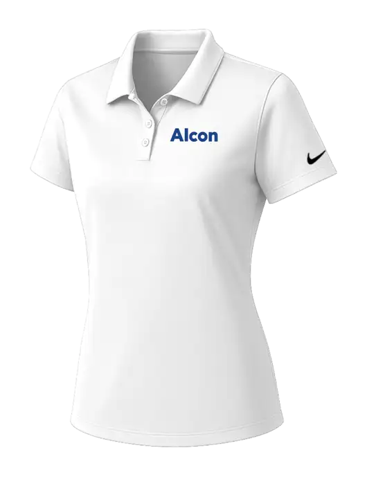 Nike Womens White Dry Essential Solid Polo w/Alcon Logo