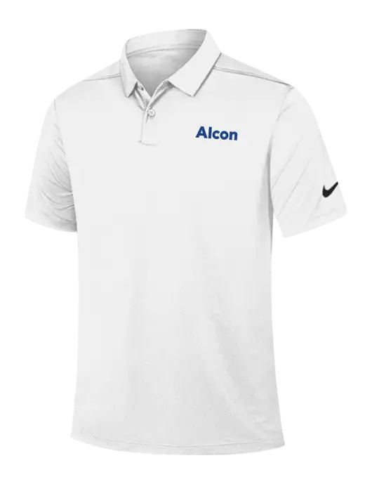 Nike White Dry Essential Solid Polo w/Alcon Logo
