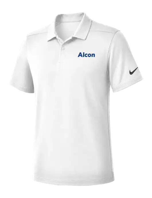 Nike White Dry Essential Solid Polo w/Alcon Logo