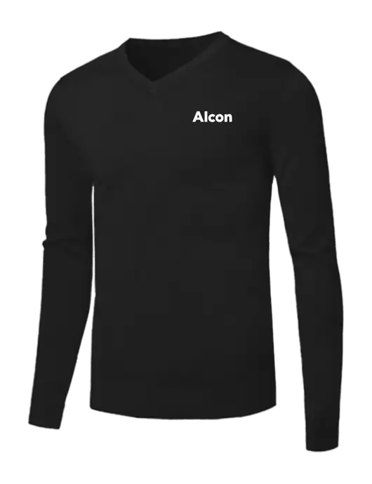 Brooks Brothers Black Washable Merino V-Neck Sweater w/Alcon Logo