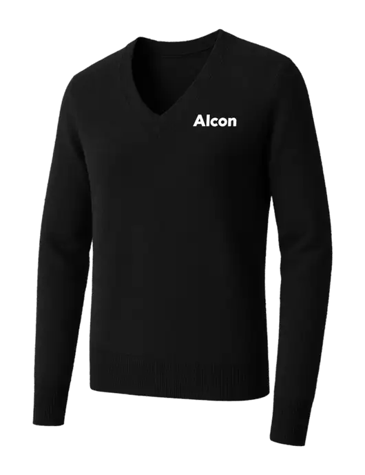Brooks Brothers Womens Black Washable Merino V-Neck Sweater w/Alcon Logo