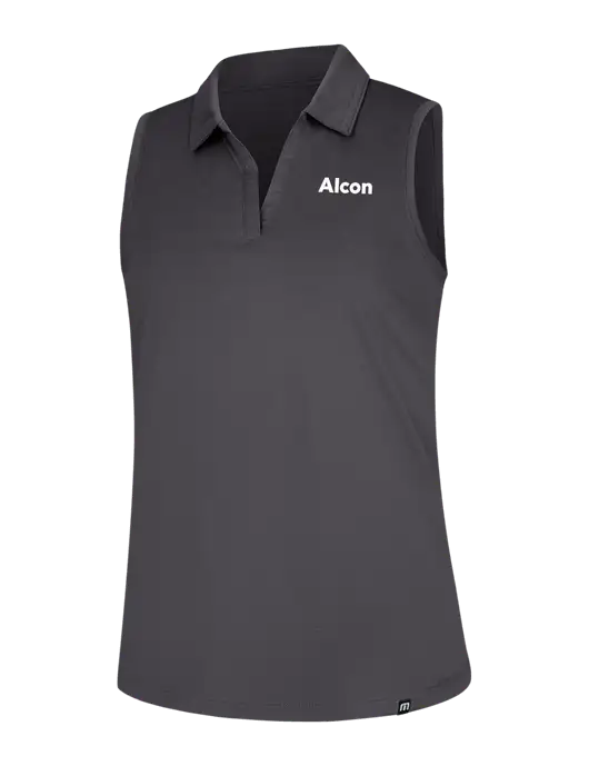 TravisMathew Womens Dark Medium Grey Coto Performance Sleeveless Polo w/Alcon Logo