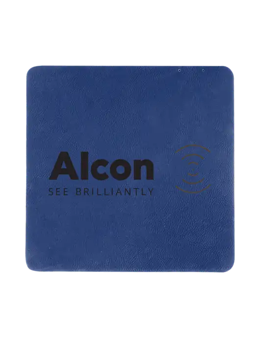 Light Navy Blue Laserable Leatherette Phone Charging Mat w/Alcon Logo
