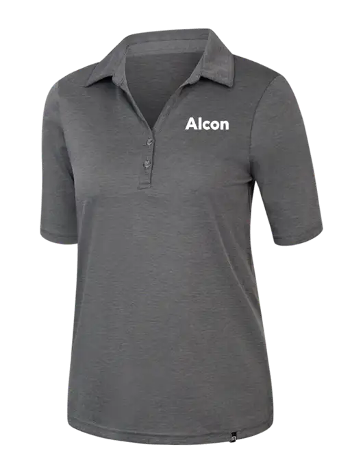 TravisMathew Womens Black Heather Sunsetters Polo w/Alcon Logo