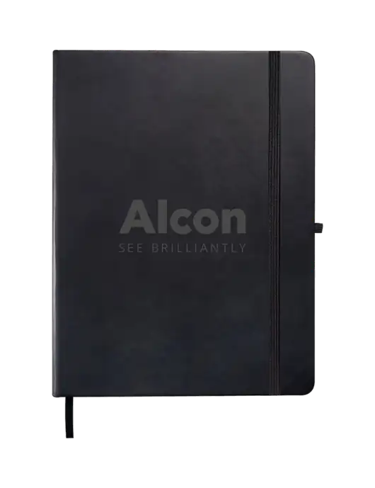 Leeman Black Tuscany Large Journal 7.5 x 9.875 w/Alcon Logo