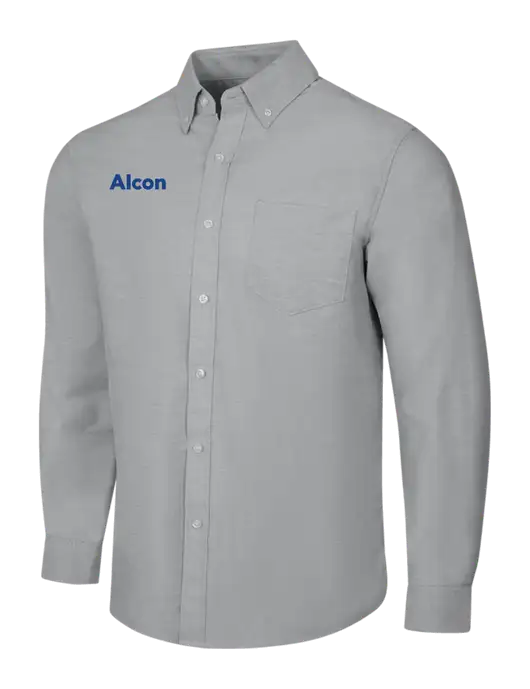 Light Grey SuperPro Oxford Shirt w/Alcon Logo