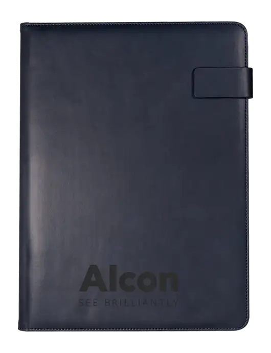 Leeman Navy Tuscany Tech Padfolio 9 x 12.125 w/Alcon Logo