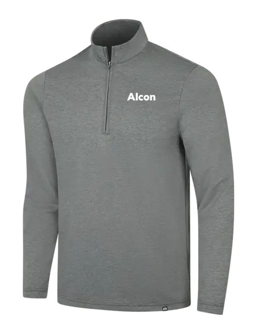 TravisMathew Dark Grey Heather Coveside ¼-Zip w/Alcon Logo