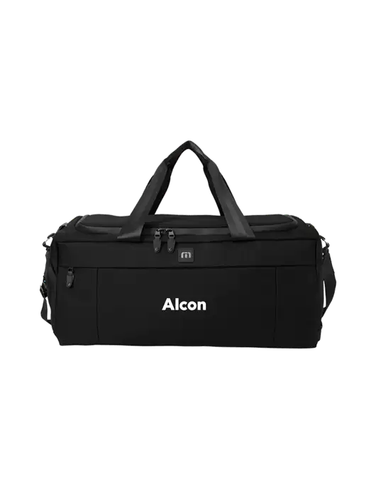 TravisMathew Black Duration Duffel w/Alcon Logo