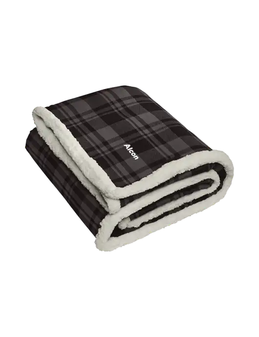 Charcoal/Medium Grey Flannel  Sherpa Blanket w/Alcon Logo
