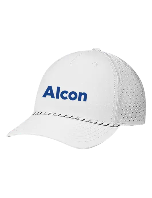 Richardson Laser Perf Performance White/White-Black Rope Cap w/Alcon Logo