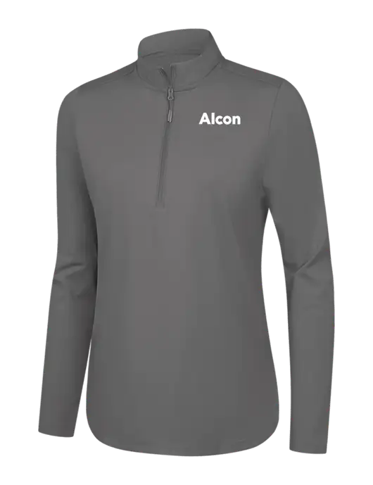  Womens Dark Medium Grey C-FREE Double Knit 1/4-Zip w/Alcon Logo