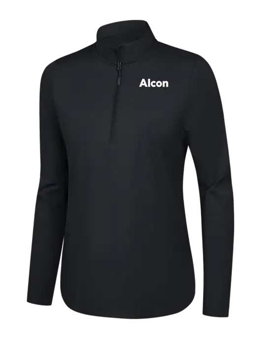  Womens Black C-FREE Double Knit 1/4-Zip w/Alcon Logo