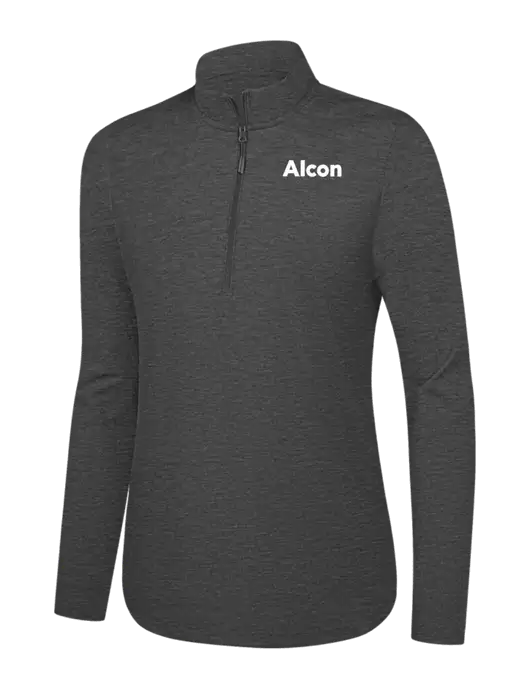  Womens Dark Grey Heather C-FREE Double Knit 1/4-Zip w/Alcon Logo