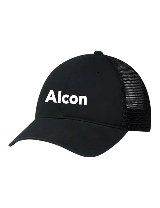 Richardson 111 Garment Washed Trucker Cap Black w/Black Mesh w/Alcon Logo